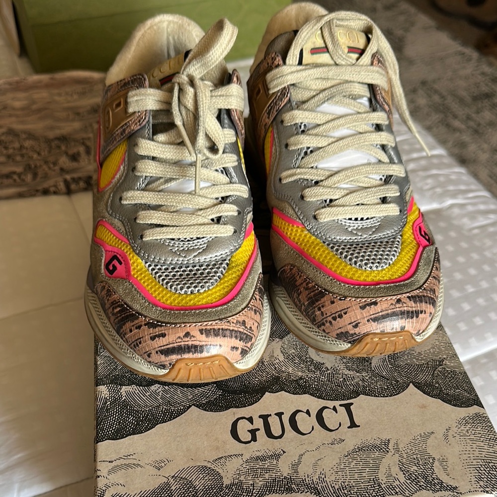 Gucci Vibrant Pink and Yellow Sneakers
